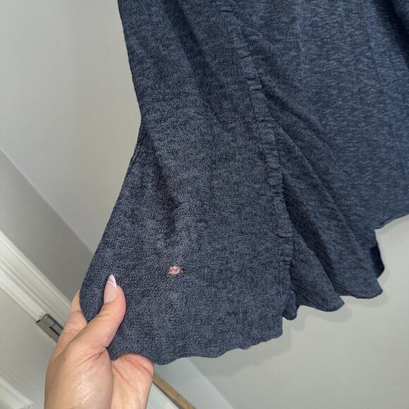 Free People Bohemian Wrap Cardigan Navy Blue Sz M DAMAGED Boho Flowy Ruching - Picture 6 of 8